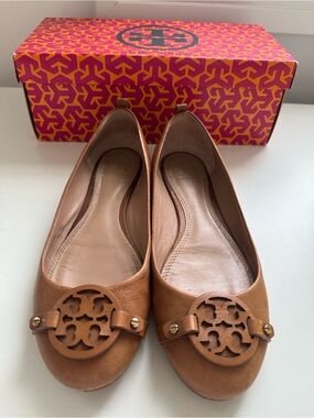 Tory Burch Mini Miller Flat Royal Tan 206 Micro Tumbled Leather/ Veg Leather